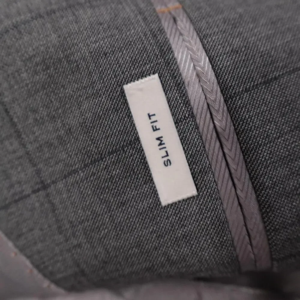 Joseph Abboud Suit Mens 44L Gray Plaid Wool 2 Button 2 Piece 38x31 Pants